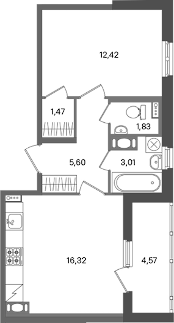 1-комнатная квартира 40.65 м², 3/12 эт., ЖК «ПАТИО. Уютный квартал»